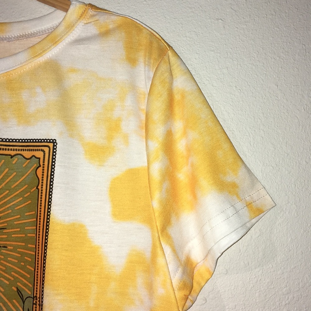 Yellow tie dye boho graphic tee - Picture 4 of 6